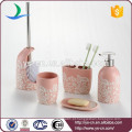 Atacado sand blast stoneware banheiro conjunto com design de flores